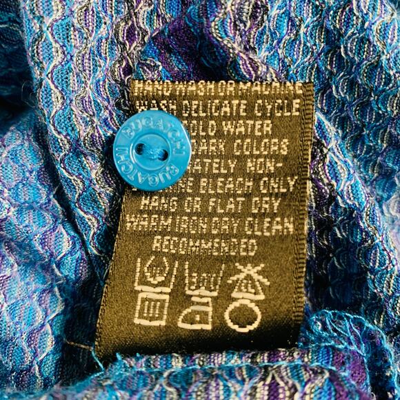 BUGATCHI UOMO Size L Blue Purple Pattern Cotton Buttoned Polo - Picture 8 of 8